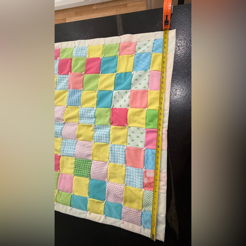 Handmade Colorful Patchwork Baby Quilt — 38” x 45” - Picture 2 of 13